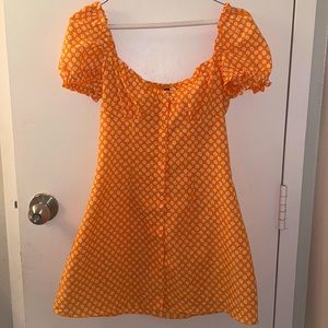 H&M Orange/Yellow Off The Shoulder Floral Dress Size Small